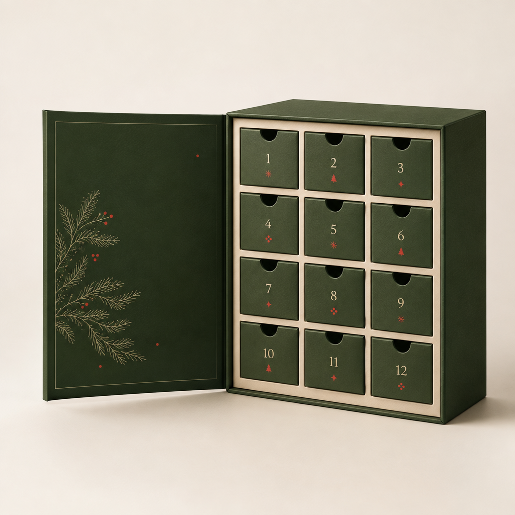 Generated 12-day green advent calendar box